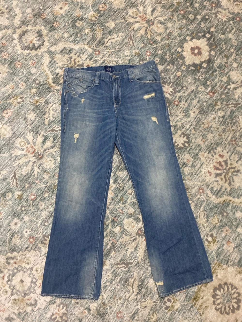 Rock & Republic Distressed Blue Flare Jeans